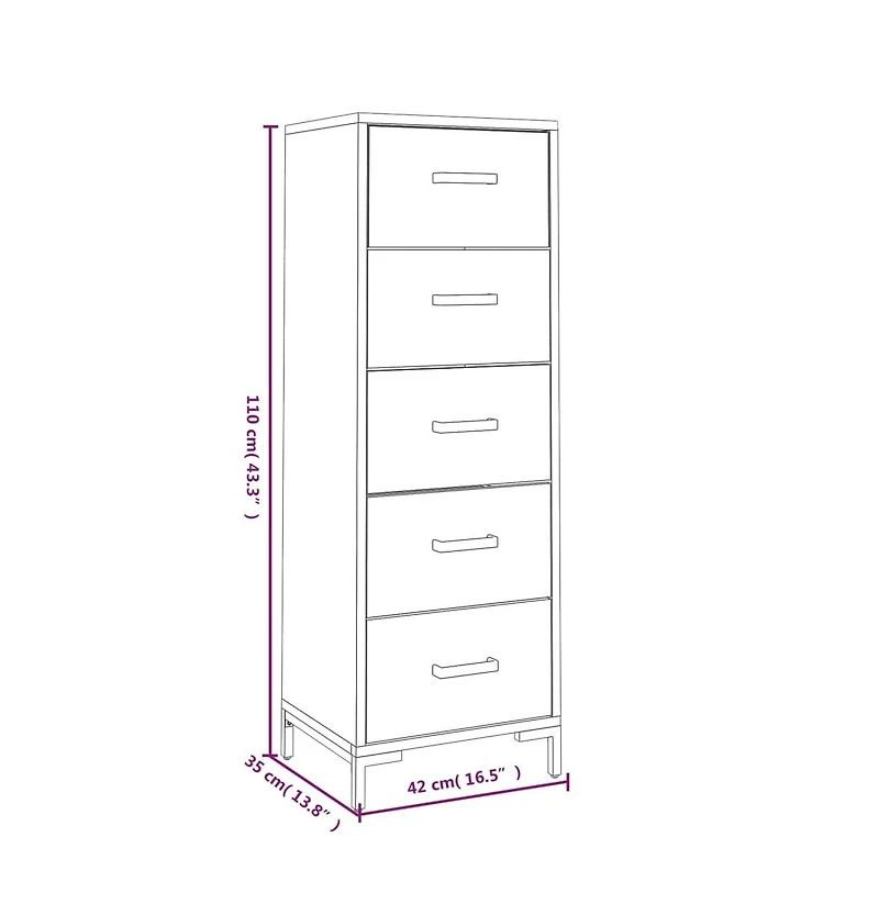 Chest of Drawers 16.5"x13.8"x43.3" Solid Wood Pine