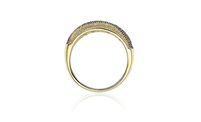 Suzy Levian Sterling Silver Cubic Zirconia Multi Row Brown Ring