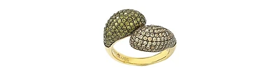 Suzy Levian Sterling Silver Cubic Zirconia Brown and Green Puff Bypass Ring