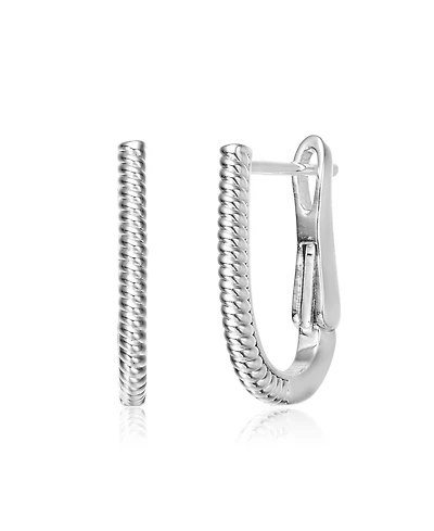 GiGiGirl White Gold Plated "U" Small Hoop Earrings for Teens