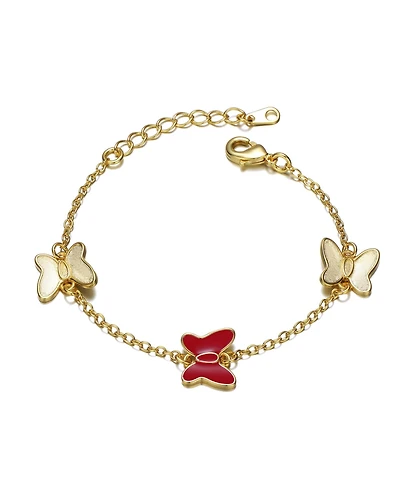 GiGiGirl 14k Yellow Gold Plated Adjustable Bracelet with Butterfly Charms for Kids