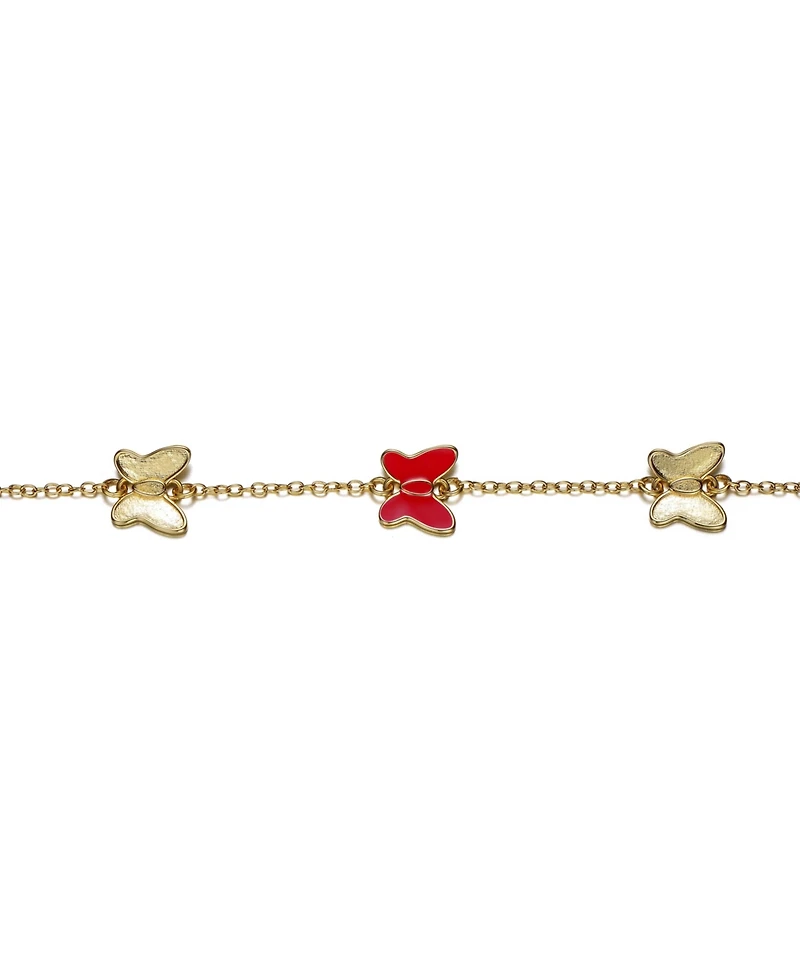 GiGiGirl 14k Yellow Gold Plated Adjustable Bracelet with Butterfly Charms for Kids