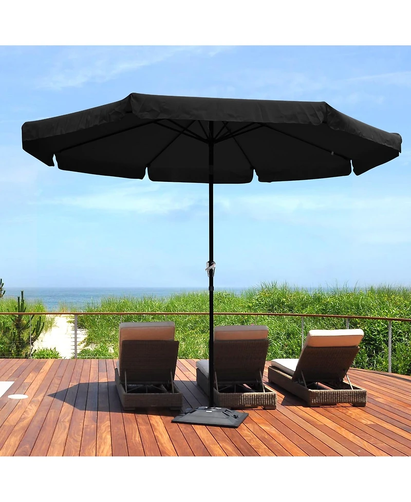 8 Rib Outdoor Patio Umbrella Market Crank Tilt Button Sunshade Backyard