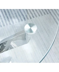 Simplie Fun Modern Round Tempered Glass Coffee Table With Chrome Legs