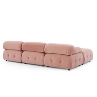 Simplie Fun Pink Velvet Modular L-Shaped Sofa with Reversible Ottoman