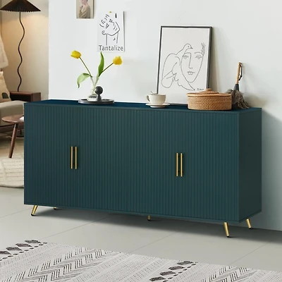 Streamdale Green Tv Stand with Storage & Adjustable Shelves