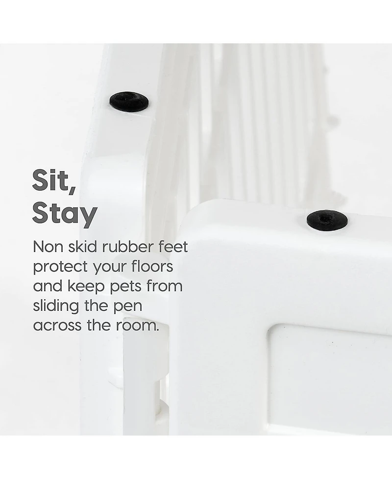 Iris Dog Playpen - Pet Exercise Pen with Door - 4 to 8 Panel Sizes, White
