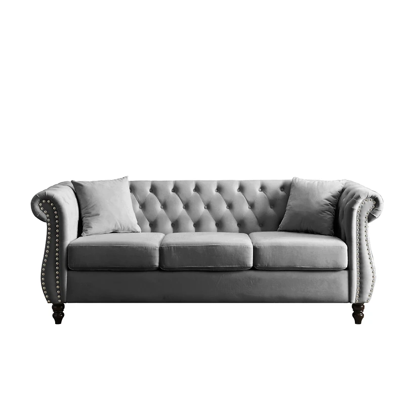Streamdale Furniture 3-Seater + 3-Seater Combination Sofa.Grey Velvet