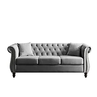 Streamdale Furniture 3-Seater + 3-Seater Combination Sofa.Grey Velvet