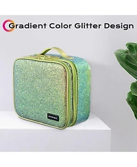 Byootique Portable Glitter Makeup Train Case Brush Holder Cosmetic Bag Travel
