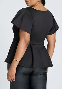 Eloquii Women's Flare Sleeve Peplum Top