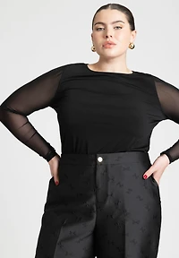 Eloquii Women's Sheer Sleeve Tee