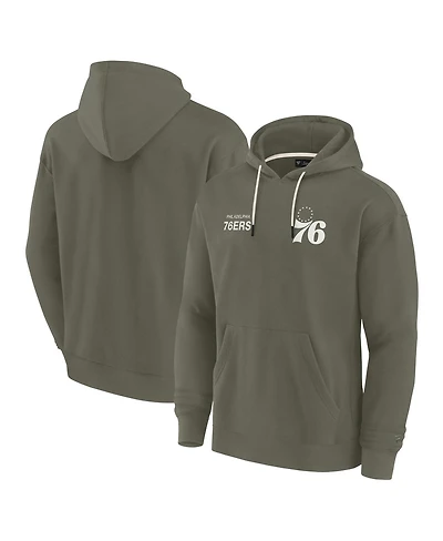 Fanatics Signature Men's and Women's Olive Philadelphia 76ers Elements Super Soft Fleece Pullover Hoodie