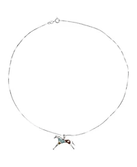 American West Jewelry Sterling Silver and Multi-Gemstone Inlay Horse Pendant Necklace, 18 Inches