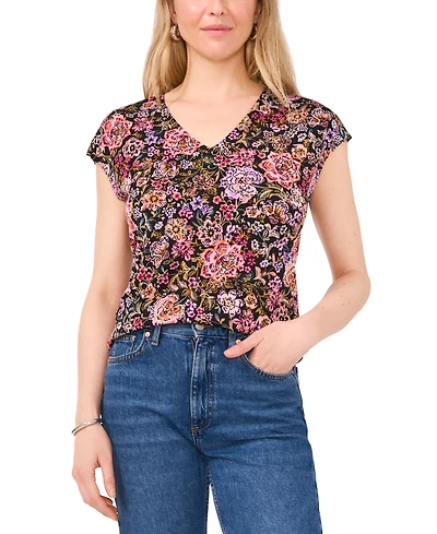 Sam & Jess Women's V-Neck Cap-Sleeve Top