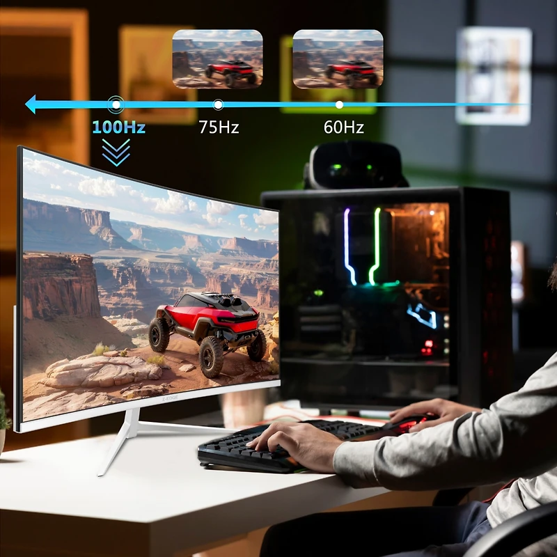 U24C 24 inch 1080P Fhd 100Hz 1650R Curved Monitor, 99% sRGB, Hdmi + DisplayPort