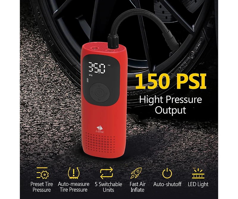 Rechargeable 2000mAh 150PSI Portable Tire Inflator Pump