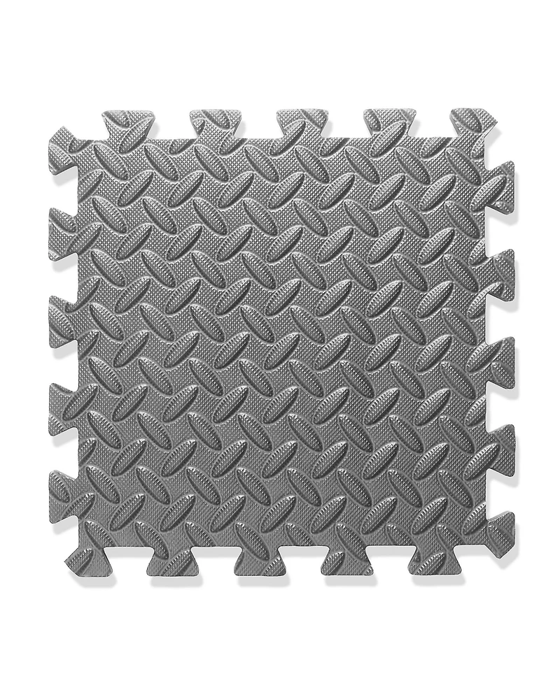 Philosophy Gym Pack of 12 Exercise Flooring Mats - 12 x 12 Inch Foam Rubber Interlocking Puzzle Floor Tiles - Gray