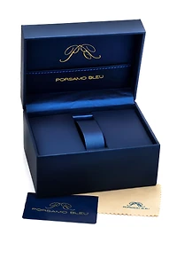 Porsamo Bleu Nyc Chrono Genuine Leather Silver Tone & Black Men's Watch 1281ANYL