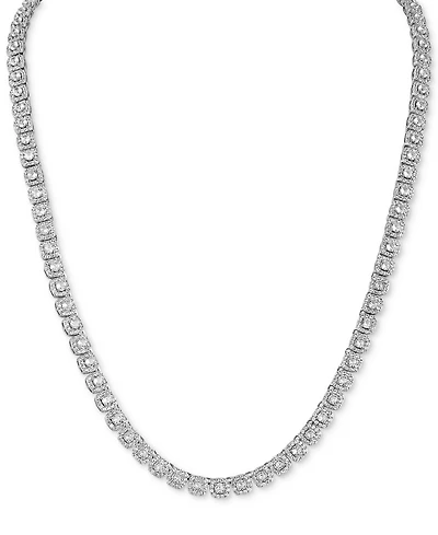 Esquire Men's Jewelry Cubic Zirconia 22" Tennis Necklace in Sterling Silver, Created for Macy's