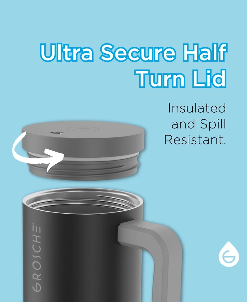 Grosche 40oz Insulated Tumbler with Straw and Handle