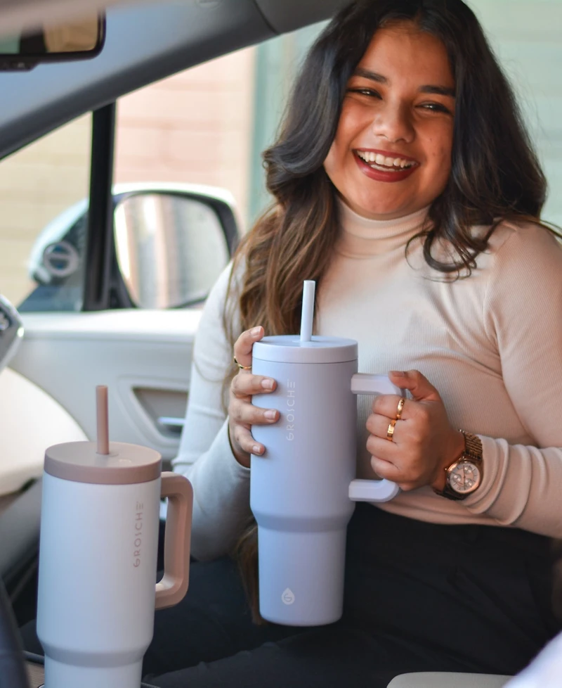 Grosche 40oz Insulated Tumbler with Straw and Handle