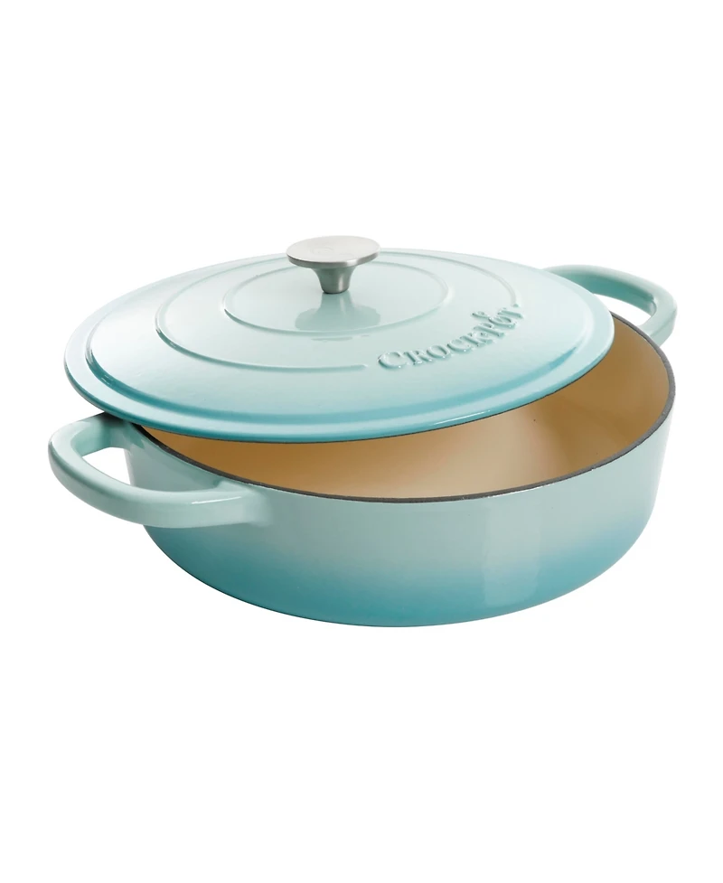 Crock Pot Artisan 5 Quart Cast Iron Braiser Everyday Pan With Borasilicate Lid - Red
