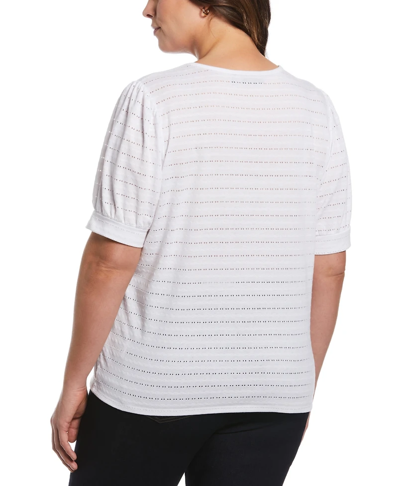 Ella Rafaella Plus Knit Puff Short Sleeve Top