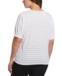 Ella Rafaella Plus Knit Puff Short Sleeve Top