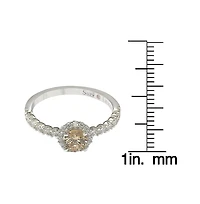Suzy Levian Sterling Silver Cubic Zirconia Petite Brown Bridal Center Stone Ring
