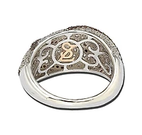 Suzy Levian Sterling Silver Cubic Zirconia Pave Brown Crossover Ring