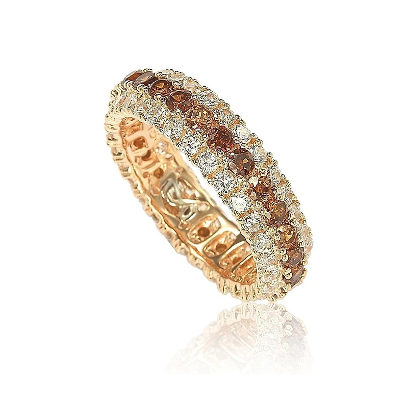 Suzy Levian Sterling Silver Cubic Zirconia -Row Brown Eternity Band