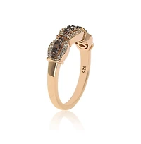 Suzy Levian Sterling Silver Cubic Zirconia Petite Brown & White Anniversary Band