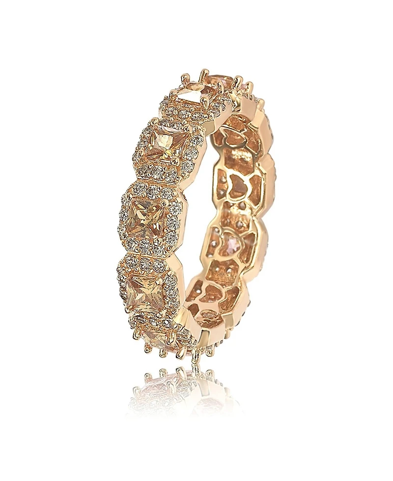 Suzy Levian Sterling Silver Cubic Zirconia Princess Cut Eternity Band Ring