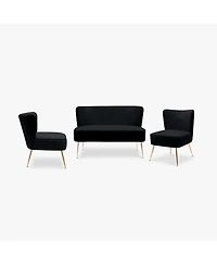 Mid Century Modern Tufted Velvet Loveseat Sofa Accent Chair Set