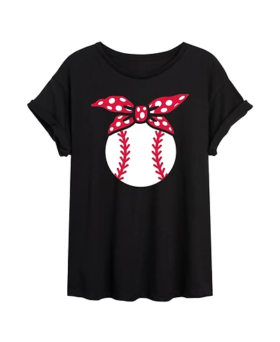 Hybrid Apparel Trendy Juniors Baseball Graphic Oversized Tee