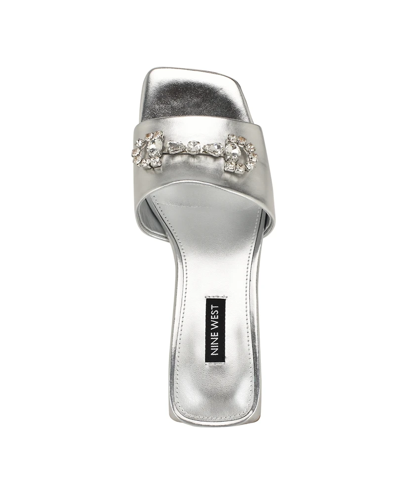 Nine West Women's Bamsy Square Toe Slip-on Dress Sandals