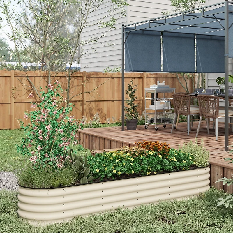 Outsunny Galvanized Raised Garden Bed Planter Box, 7.9' x 2' x 1.4