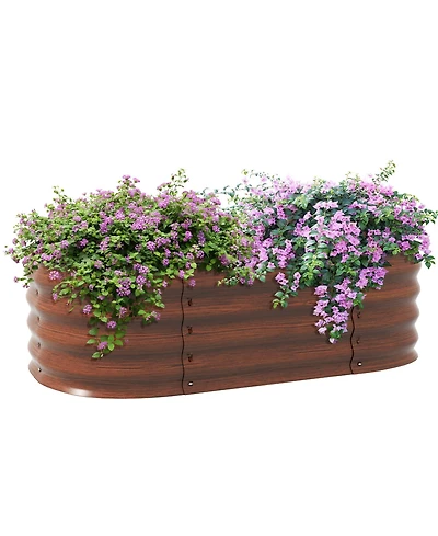 Outsunny Galvanized Raised Garden Bed Planter Box, 4.9' x 2' 1',