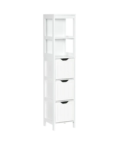 kleankin Narrow Bathroom Storage Cabinet, Slim Freesding Linen Tower,
