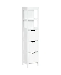 kleankin Narrow Bathroom Storage Cabinet, Slim Freesding Linen Tower,