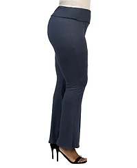 24seven Comfort Apparel Plus Bell Bottom Foldover Waist Pants