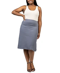 24seven Comfort Apparel Plus A Line Elastic Waist Skirt