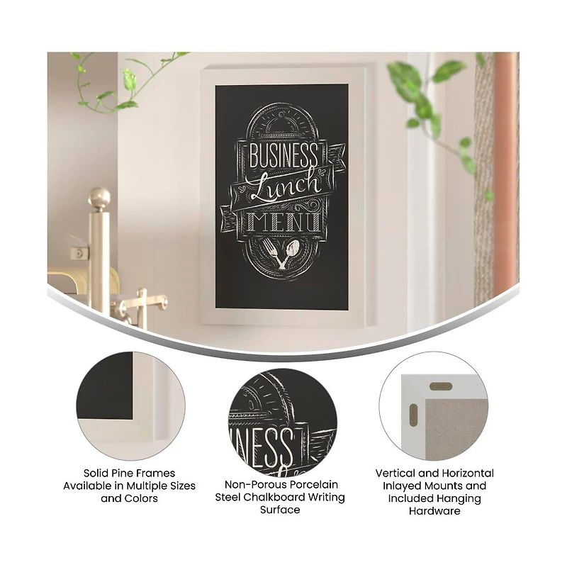 Hbcy Creations Wall Mounted Magnetic Chalkboard with Wooden Frame