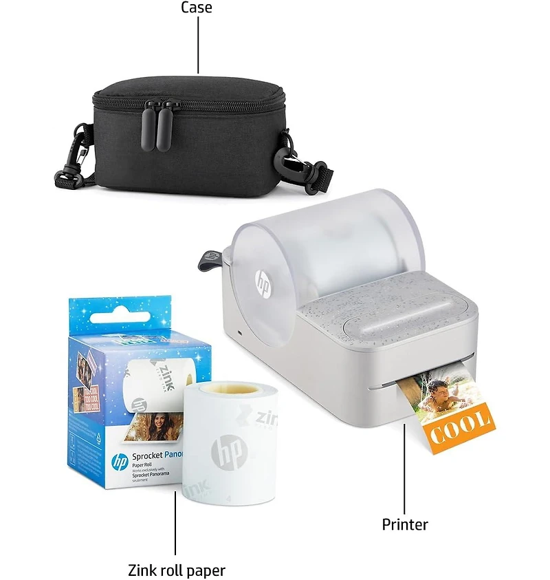 Hp Sprocket Panorama Portable Label Printer & Photo Starter Bundle