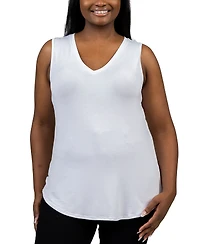 24seven Comfort Apparel Plus Size V-Neck Sleeveless Rounded Hemline Top