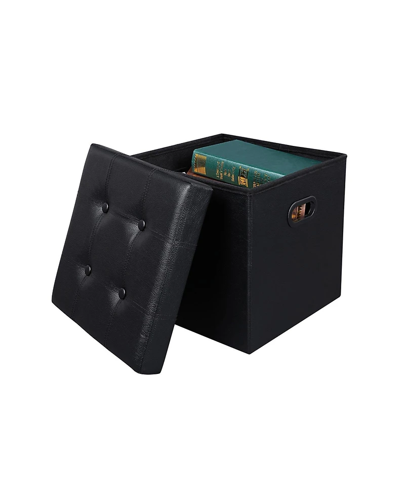 Slickblue Faux Leather Storage Ottoman