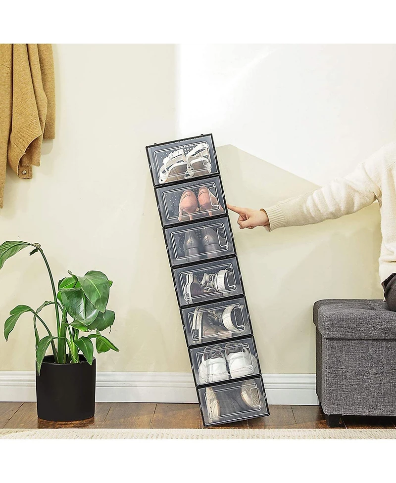 Slickblue Pack Of 18 Stackable Shoe Storage Organizers, Versatile And Foldable For Sneakers