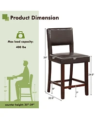 Sugift 2 Piece Bar Chair Set with Hollowed Back and Rubber Wood Legs