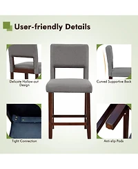Sugift 2 Piece Bar Chair Set with Hollowed Back and Rubber Wood Legs